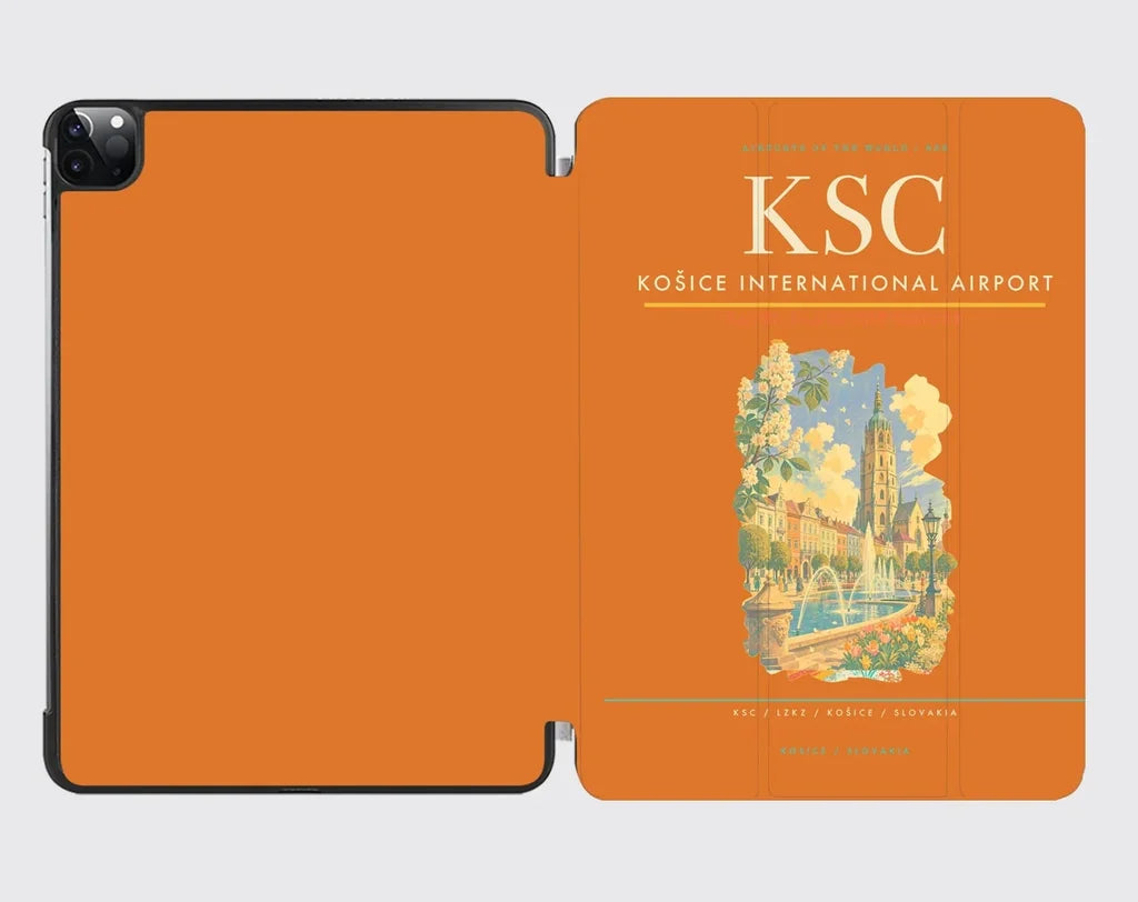 Košice International Airport (KSC) design on orange ipad tablet case