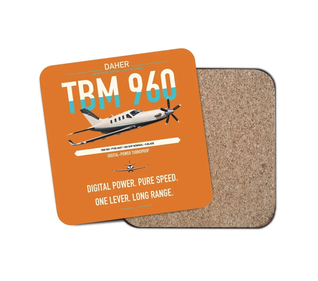 Daher TBM 960 design on orange 1 piece coaster