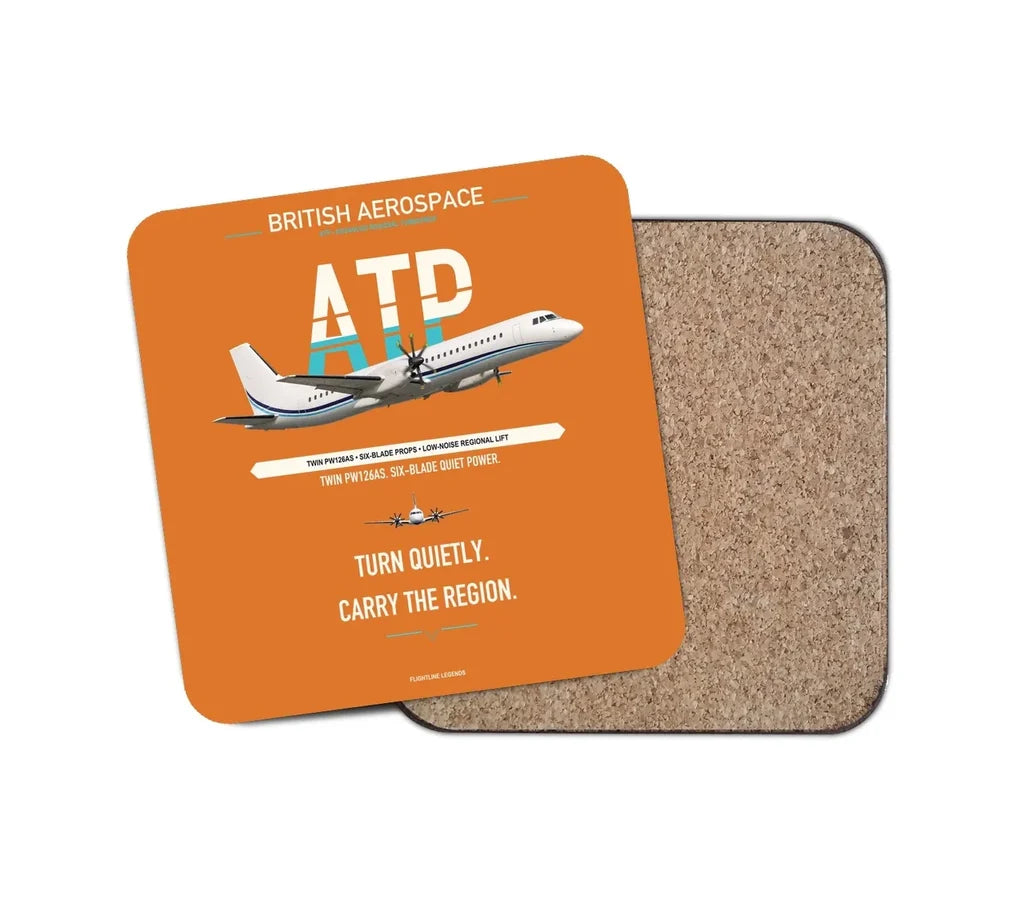 British Aerospace ATP design on orange 1 piece coaster