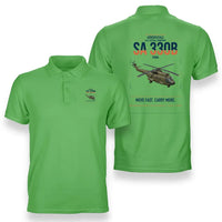 Thumbnail for Aérospatiale SA 330B Puma design on light green double-side polo t-shirt, double-side print