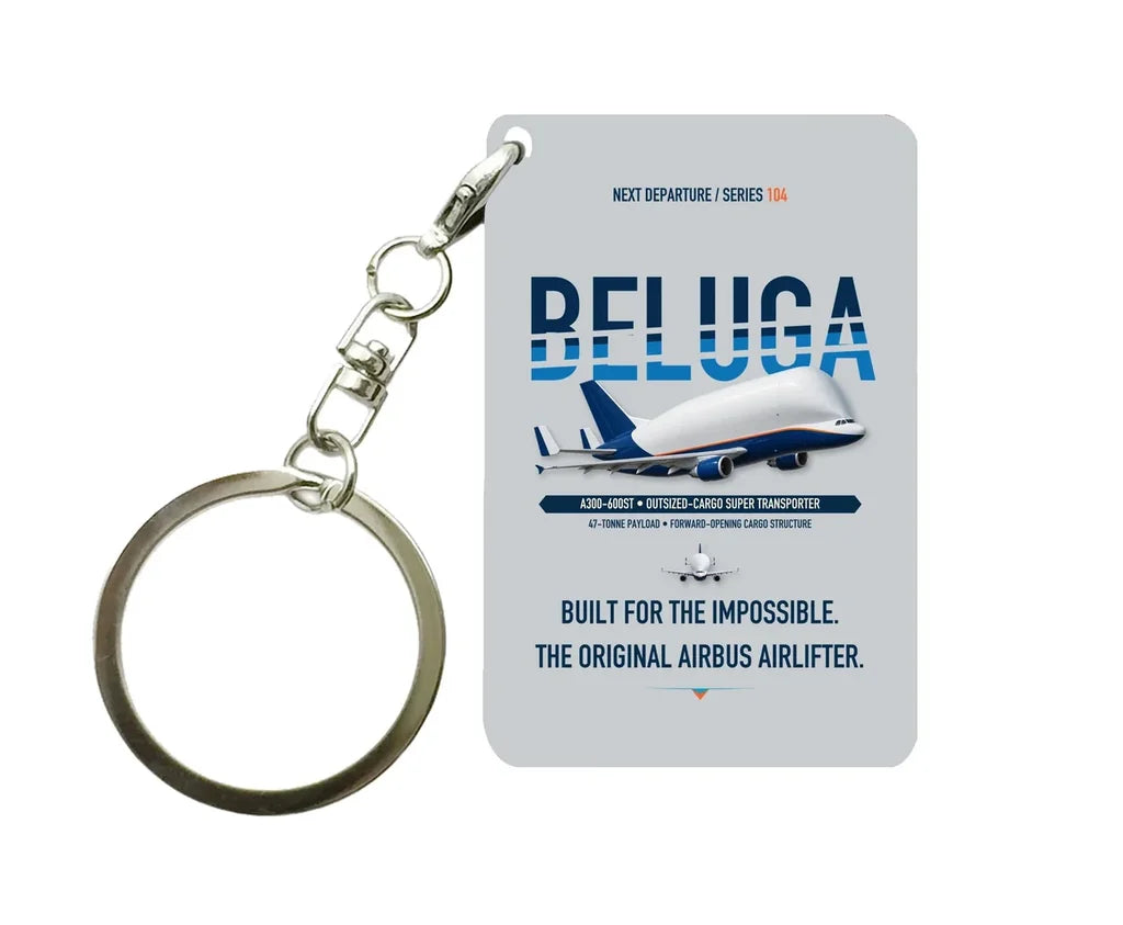 Airbus A300-600ST BelugaST Key Chain design on light gray key chain