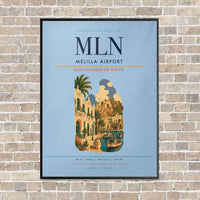 Thumbnail for Melilla Airport MLN vertical canvas print - framed - light blue background