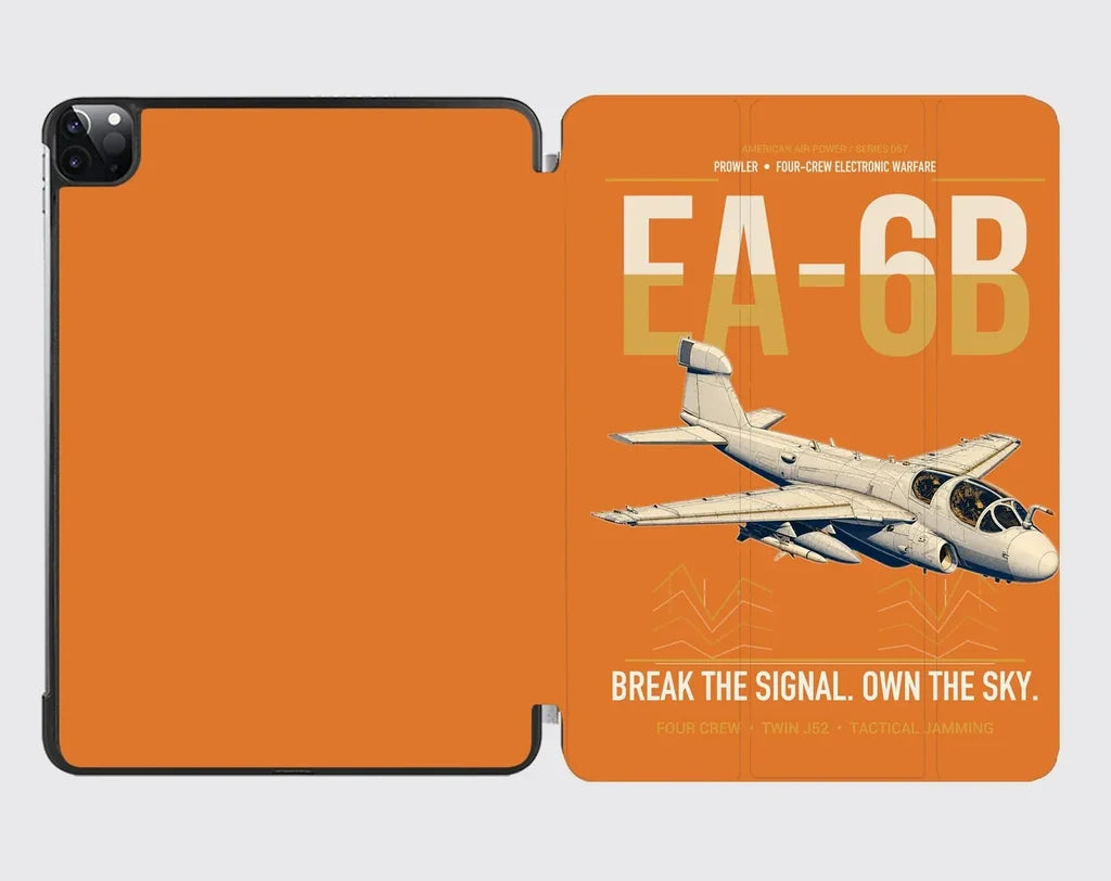 EA-6B Prowler design on orange ipad tablet case