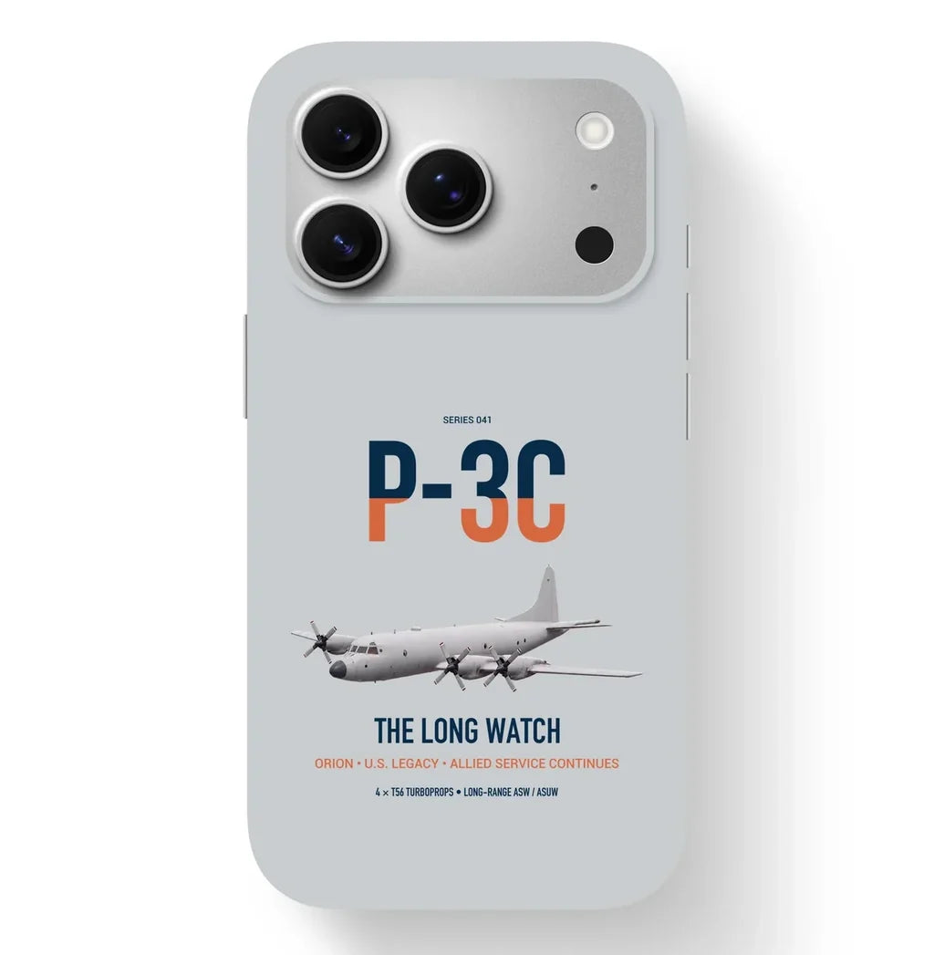 P-3C Orion design on light gray magsafe iphone case, for iPhone 17 Pro