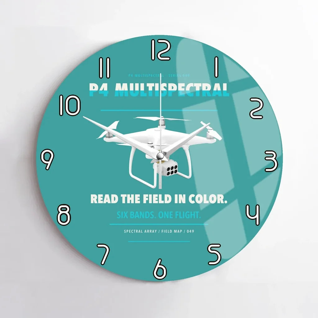 DJI P4 Multispectral design on turquoise no frame wall clock