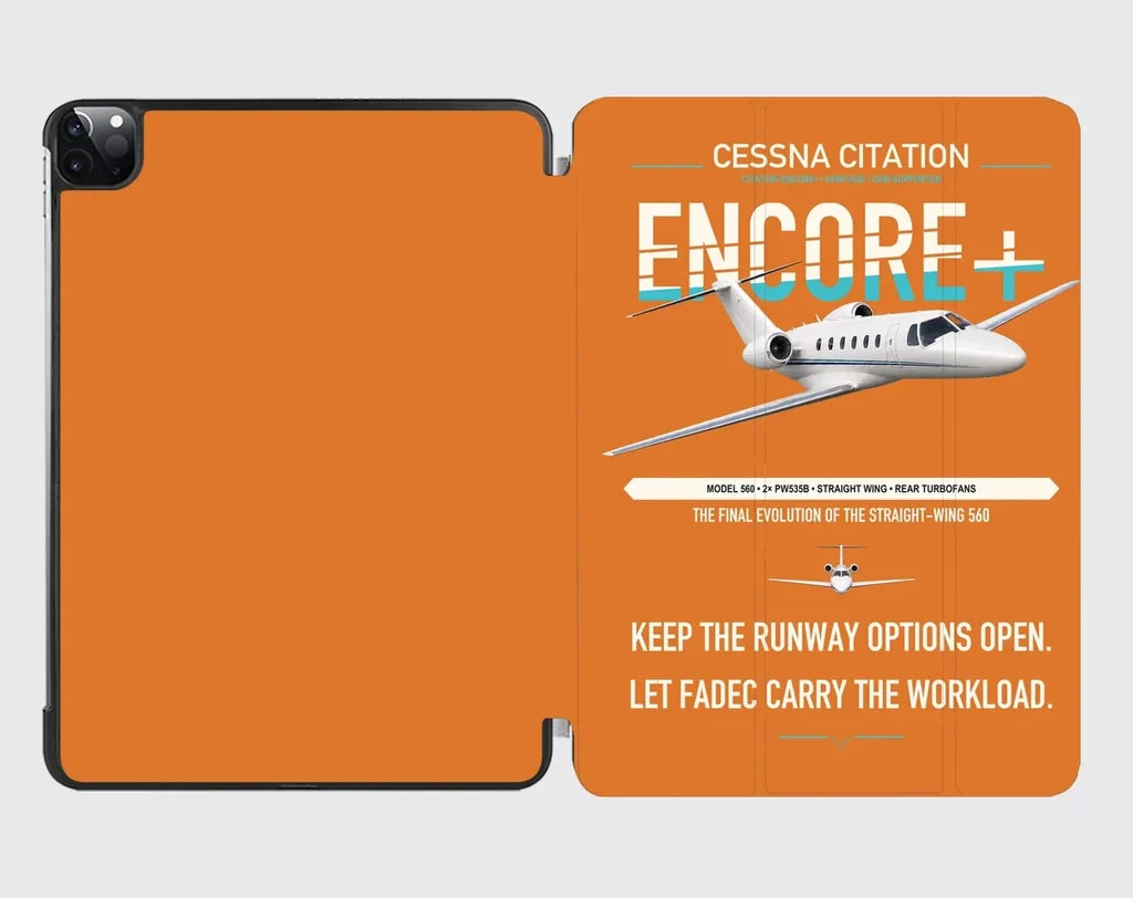 Cessna Citation Encore+ design on orange ipad tablet case