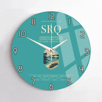 Thumbnail for Sarasota Bradenton International Airport (SRQ) design on turquoise no frame wall clock
