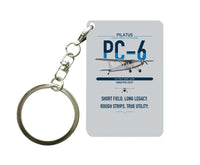 Thumbnail for Pilatus PC-6 Porter design on light gray designed key chain, double-side print