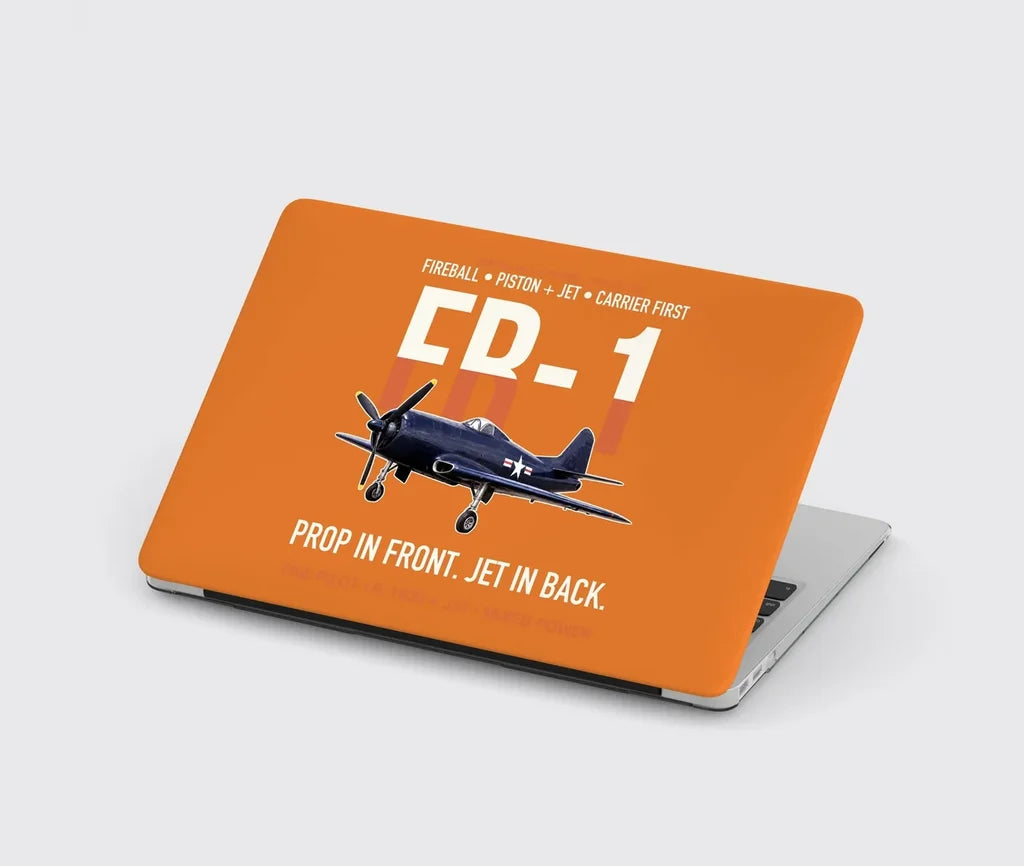 FR-1 Fireball Prop in Front Jet in Back design on orange MacBook case