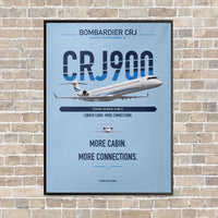Thumbnail for Bombardier CRJ900 vertical canvas print - framed - light blue background