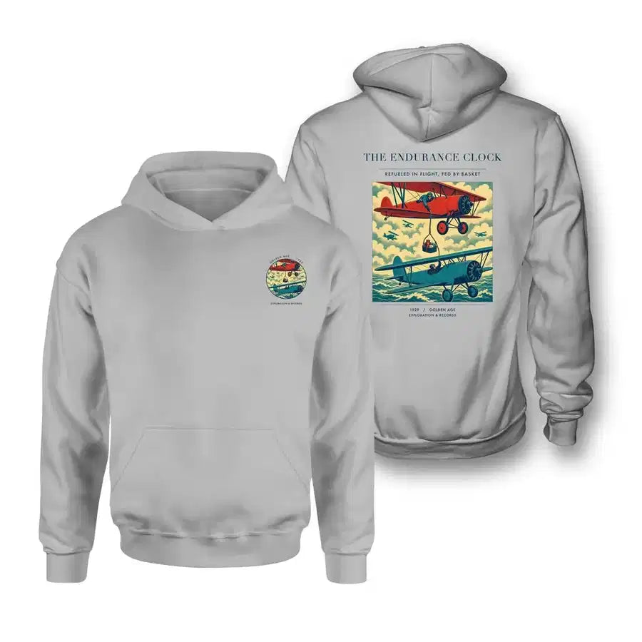 VINTAGE G4203 - The Endurance Clock - Double-Side Hoodie design on lightgray double side