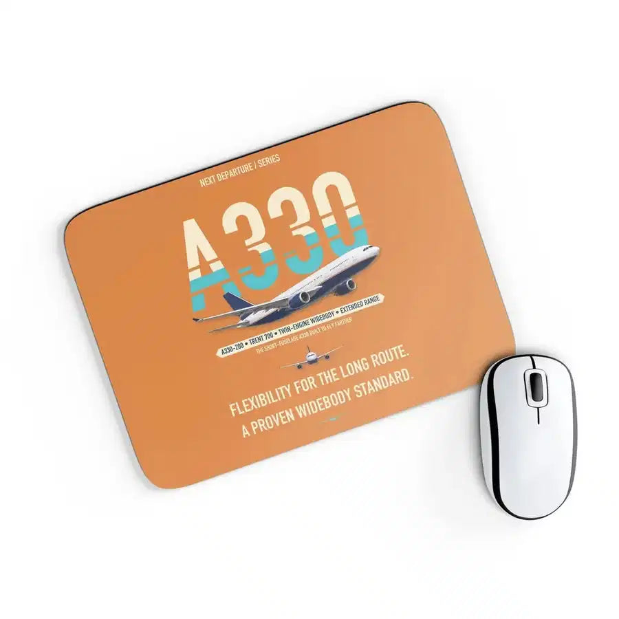Airbus A330-200 design on orange rectangle mouse pad