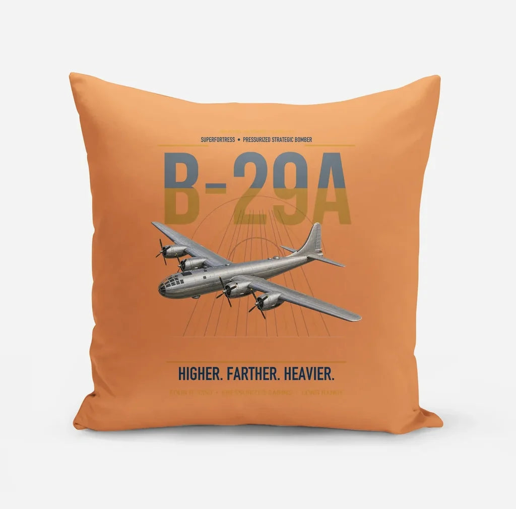 B-29A Superfortress design on orange pillow