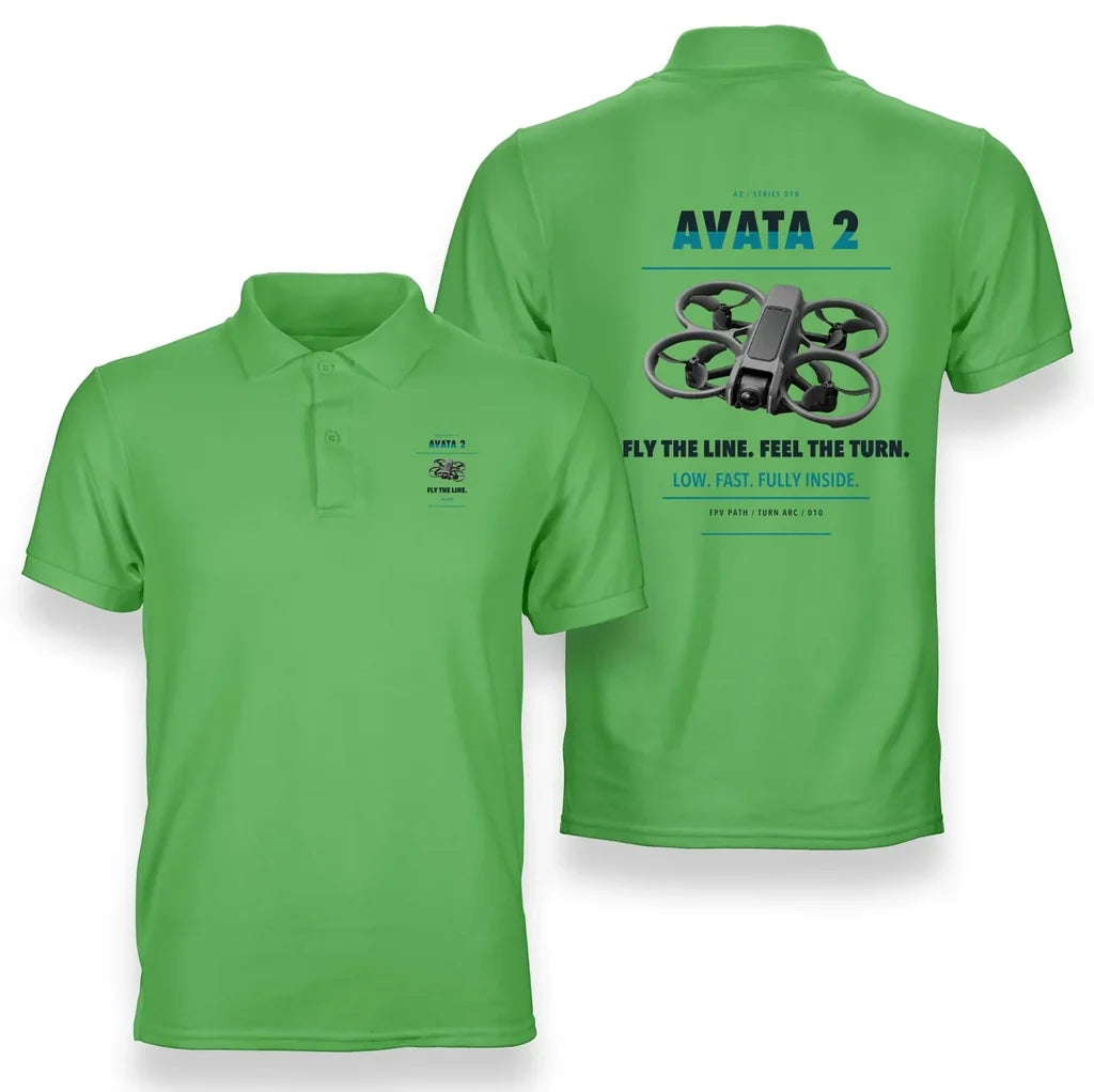 DJI Avata 2 design on light green polo