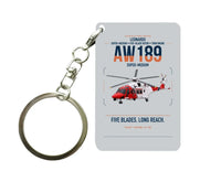Thumbnail for Leonardo AW189 design on light gray designed key chain, double-side print