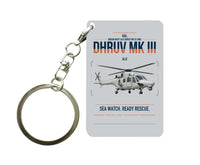 Thumbnail for HAL ALH Dhruv Mk III design on light gray designed key chain, double-side print