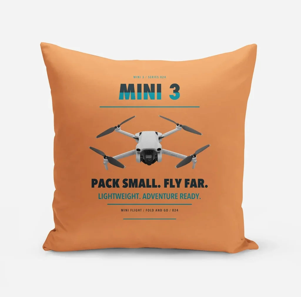 DJI Mini 3 design on orange pillow