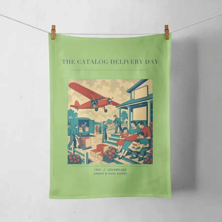 VINTAGE G4412 - The Catalog Delivery Day - Designed Towels design on lightgreen