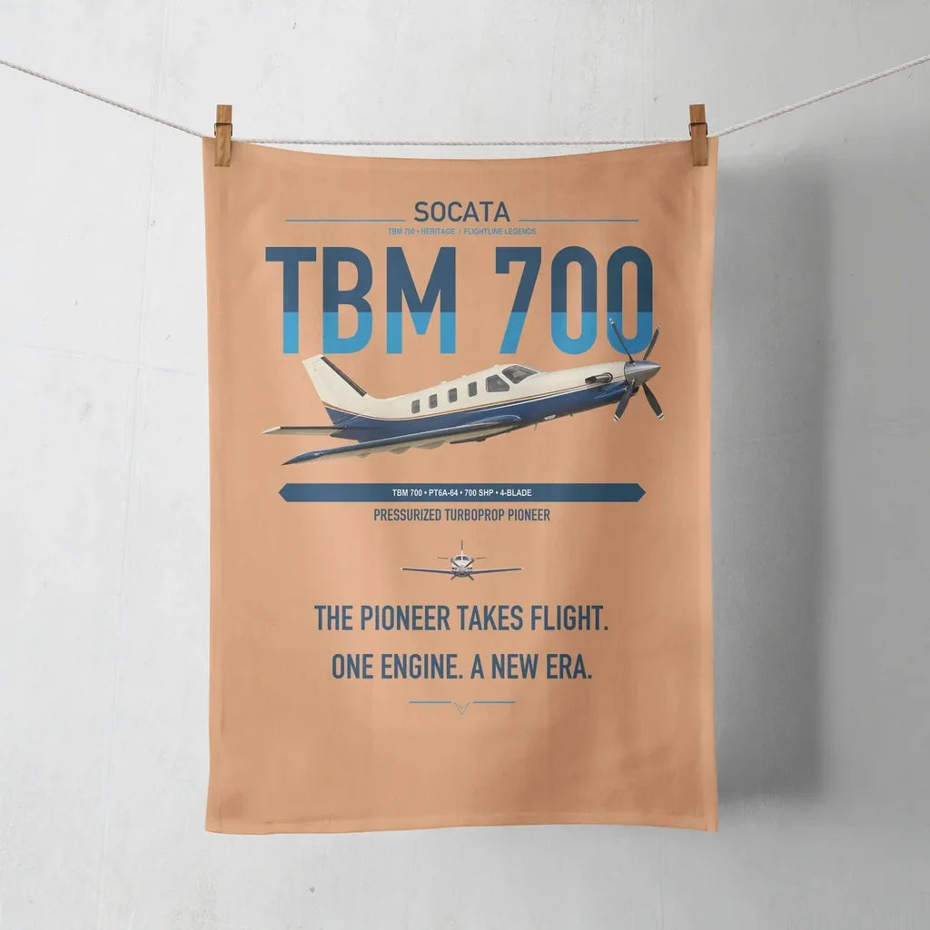 Socata TBM 700 design on orange towel