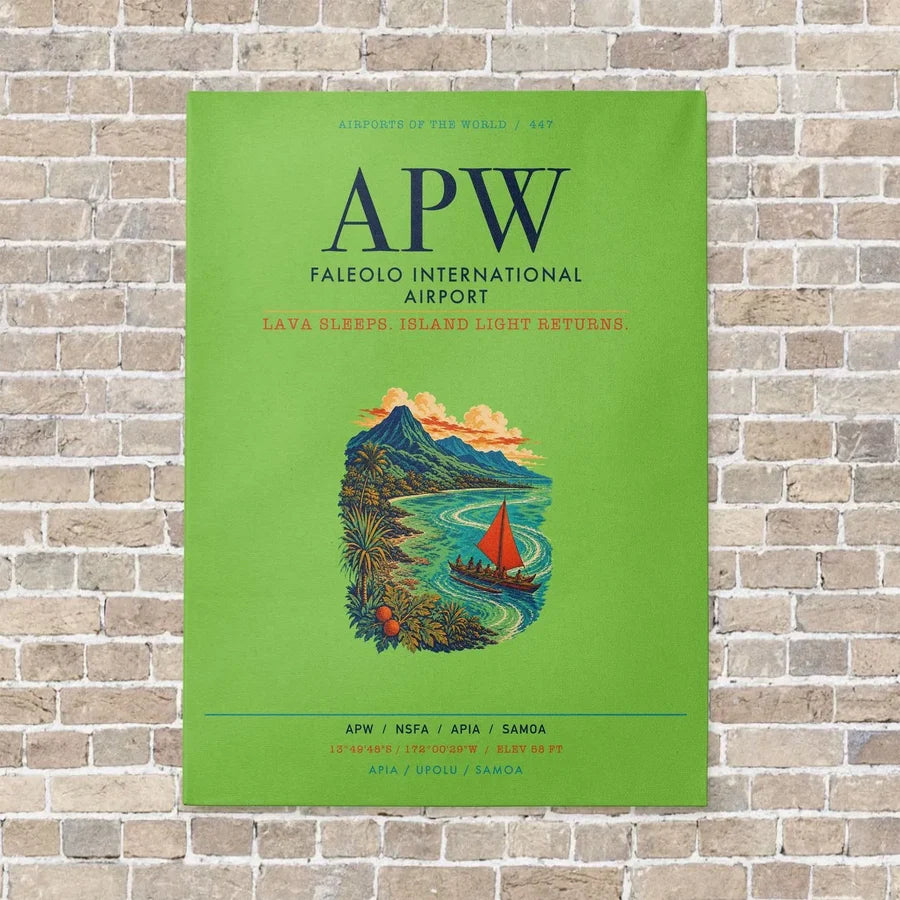 Faleolo International Airport APW vertical canvas print - no frame - light green background