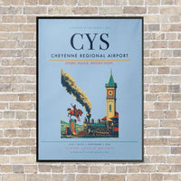 Thumbnail for Cheyenne Regional Airport CYS vertical canvas print - framed - light blue background