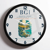 Thumbnail for Grantley Adams International Airport (BGI) design on light gray framed wall clock