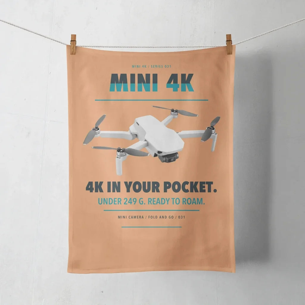 DJI Mini 4K design on orange towel