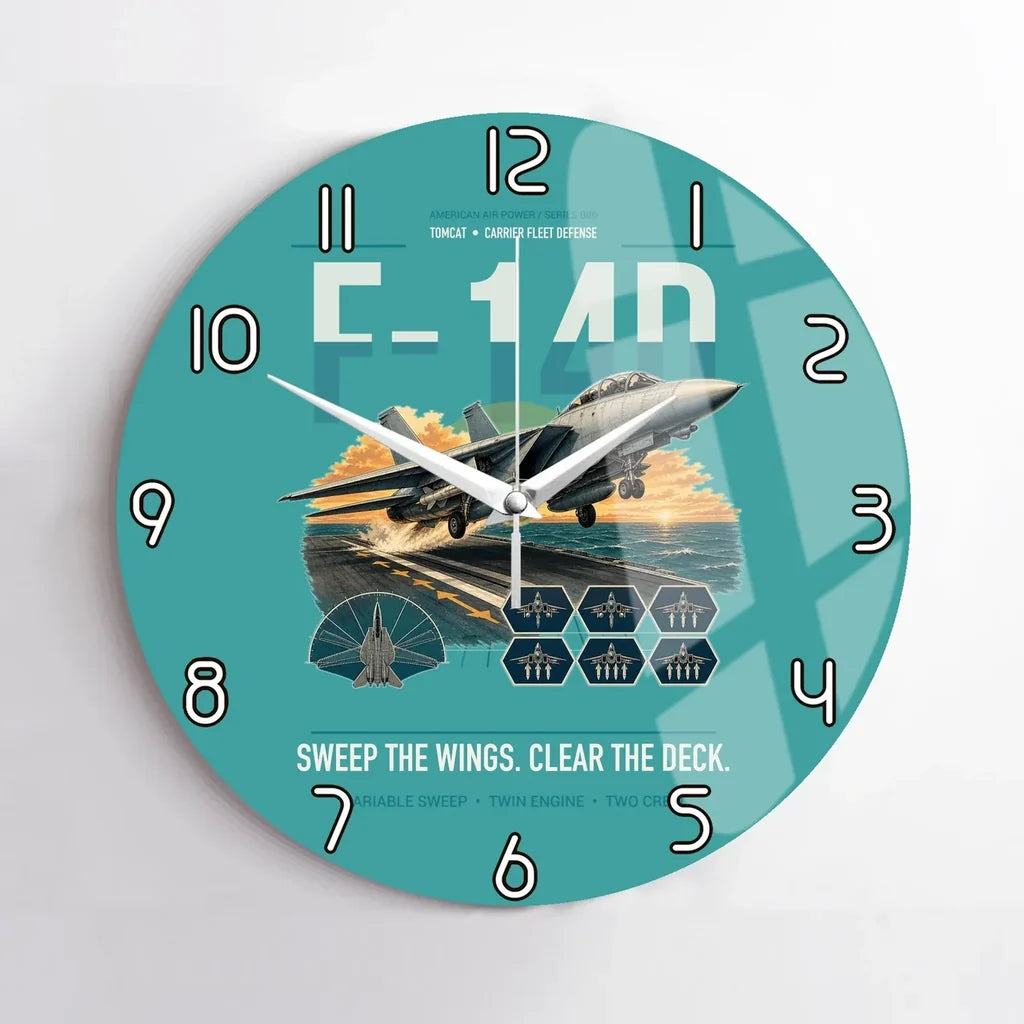 F-14D Tomcat design on turquoise no frame wall clock