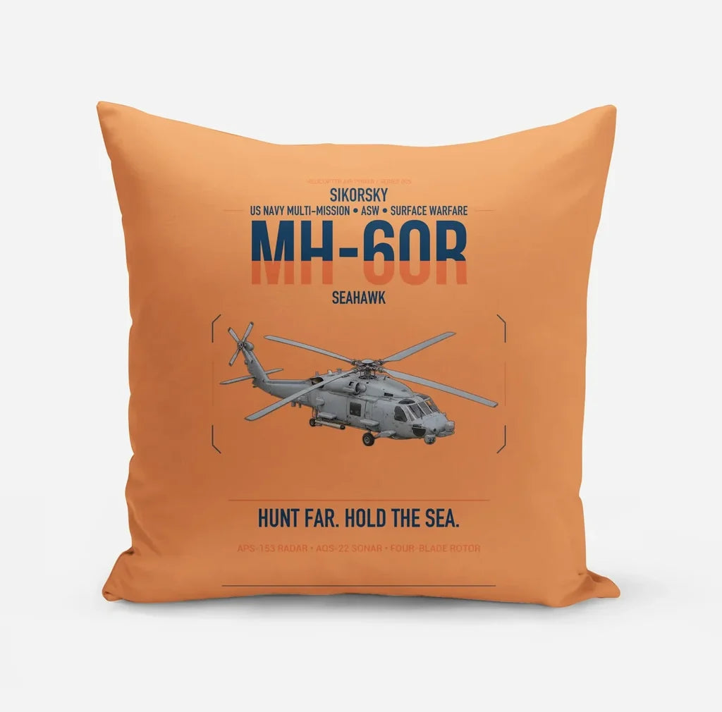 Sikorsky MH-60R Seahawk design on orange pillow