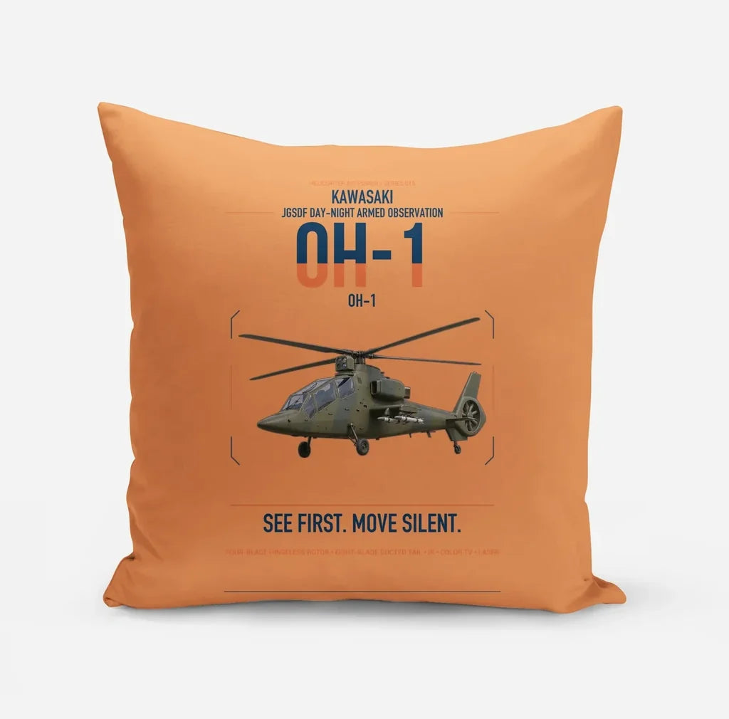 Kawasaki OH-1 design on orange pillow