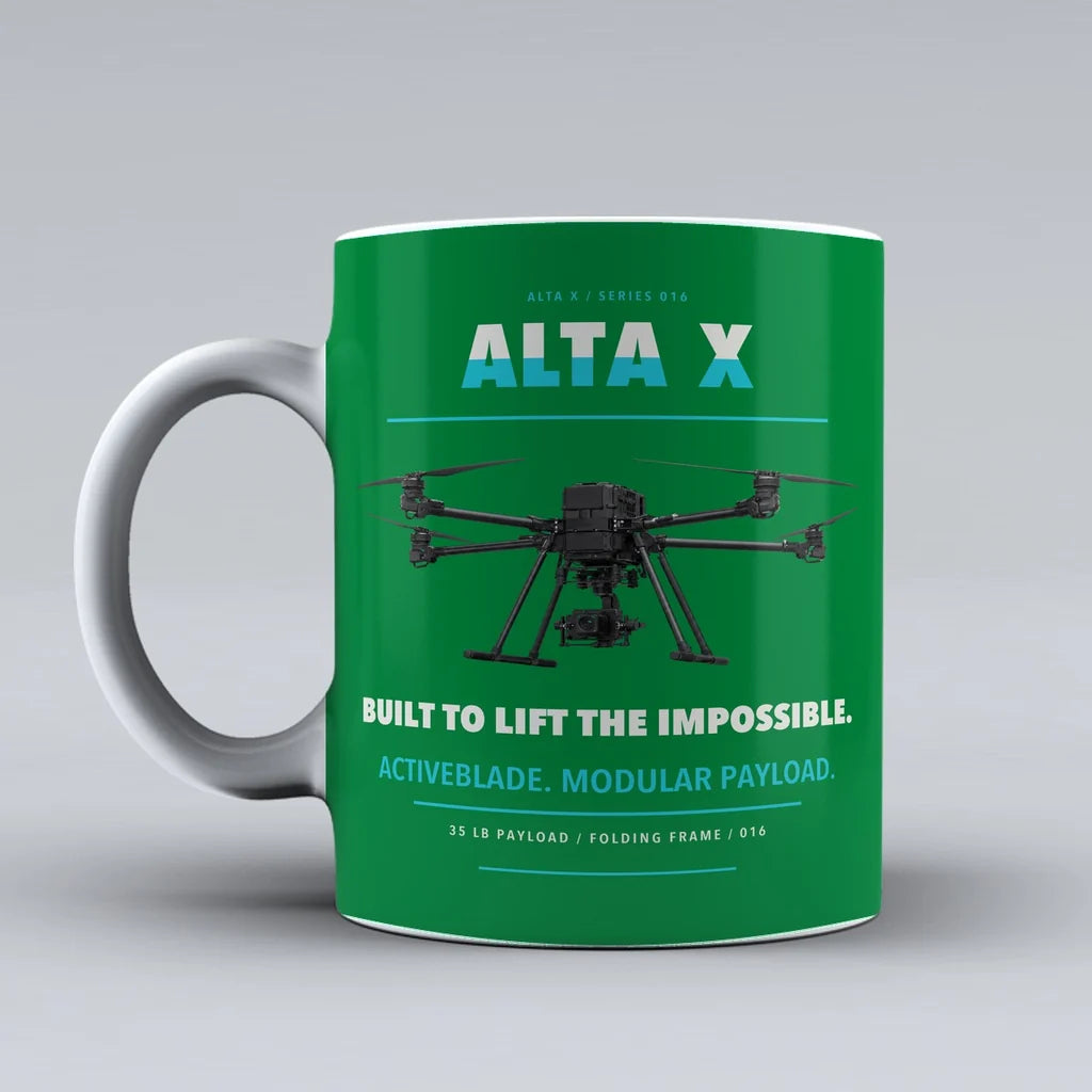 Alta X Mug design on green freefly