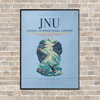Thumbnail for Juneau International Airport JNU vertical canvas print - framed - light blue background
