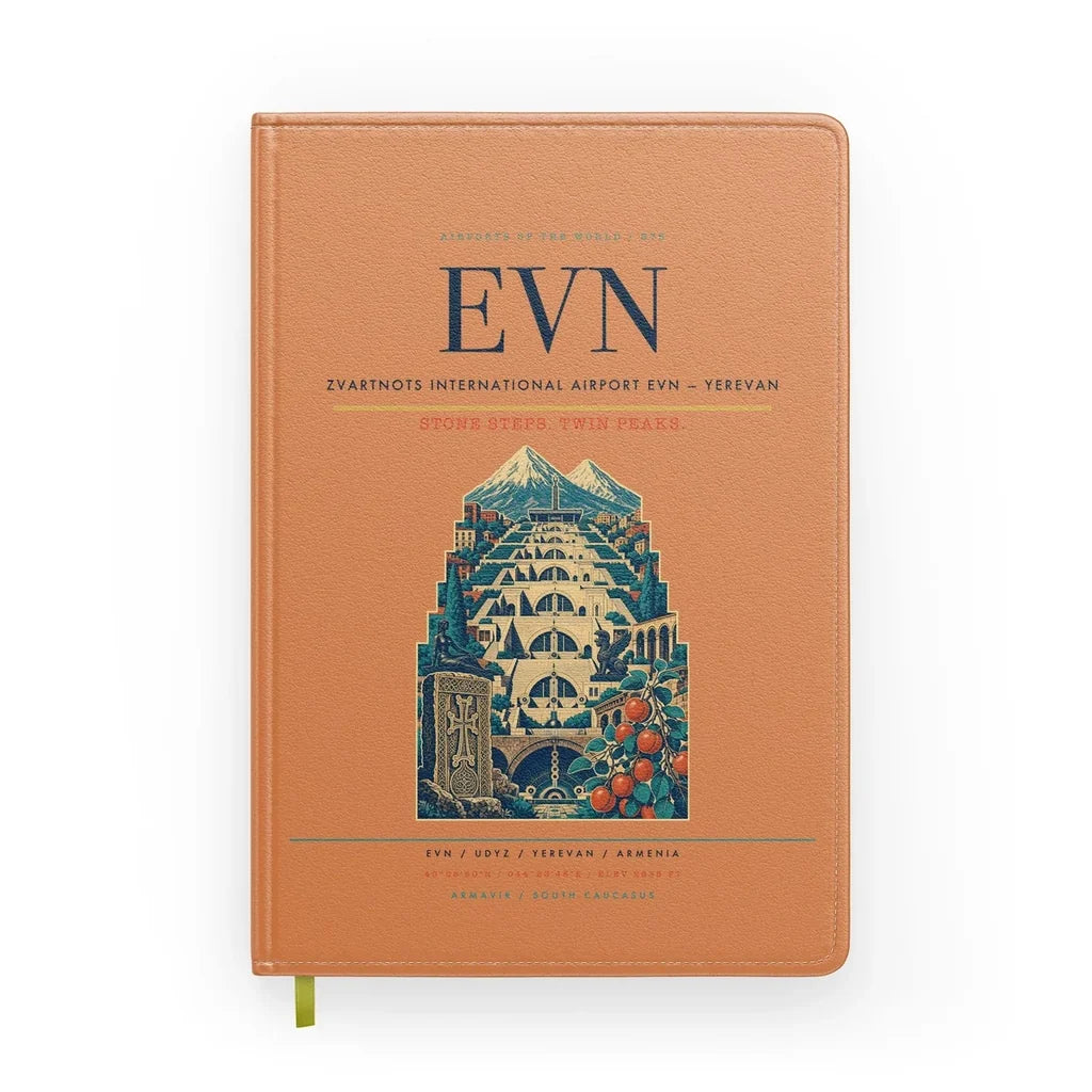 Zvartnots International Airport (EVN) design on orange notebook
