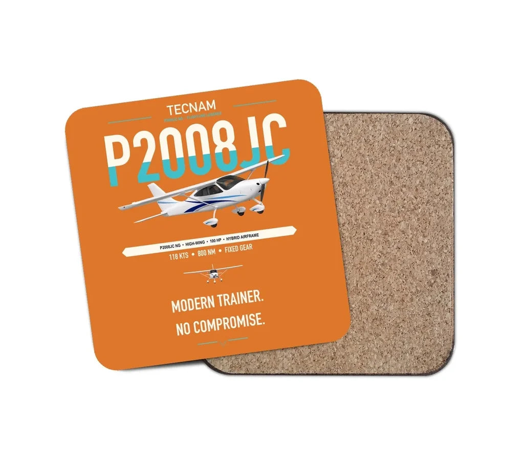 Tecnam P2008JC NG design on orange 1 piece coaster