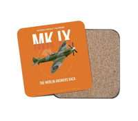 Thumbnail for Supermarine Spitfire Mk IX design on orange 1 piece coaster