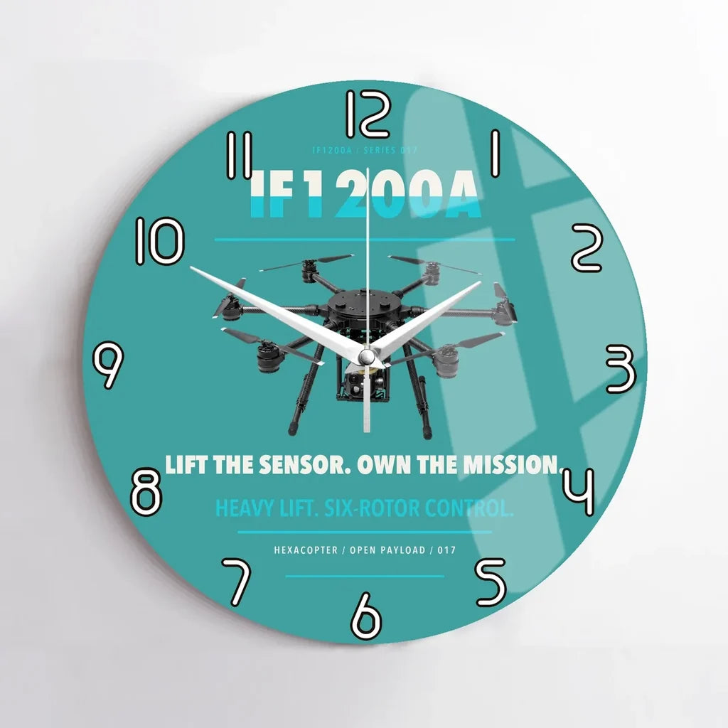 Inspired Flight IF1200A design on turquoise no frame wall clock