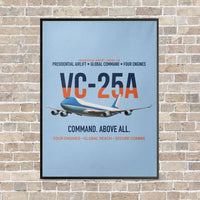 Thumbnail for VC-25A Air Force One Presidential Airlift vertical canvas print - framed - light blue background