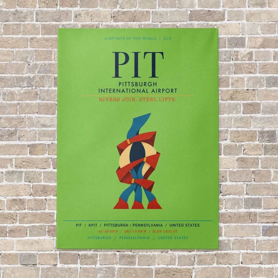 Pittsburgh International Airport PIT vertical canvas print - no frame - light green background