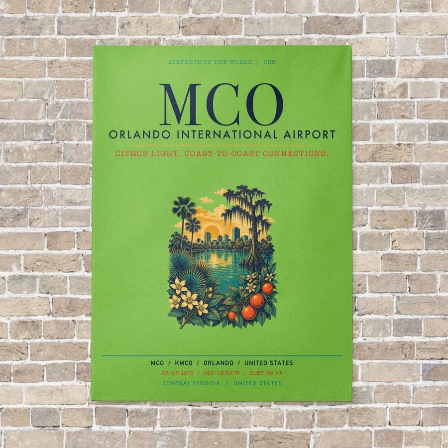 Orlando International Airport MCO vertical canvas print - no frame - light green background