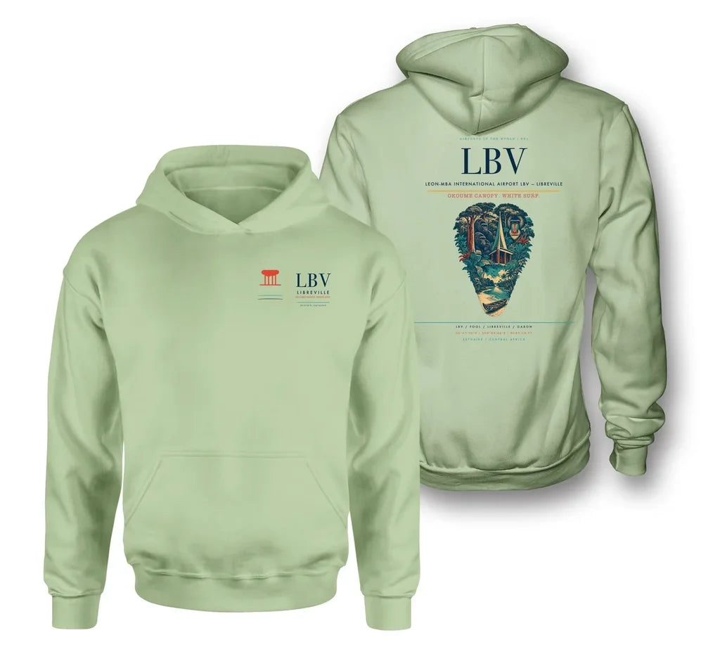Leon-Mba International Airport (LBV) design on light green double-side hoodie