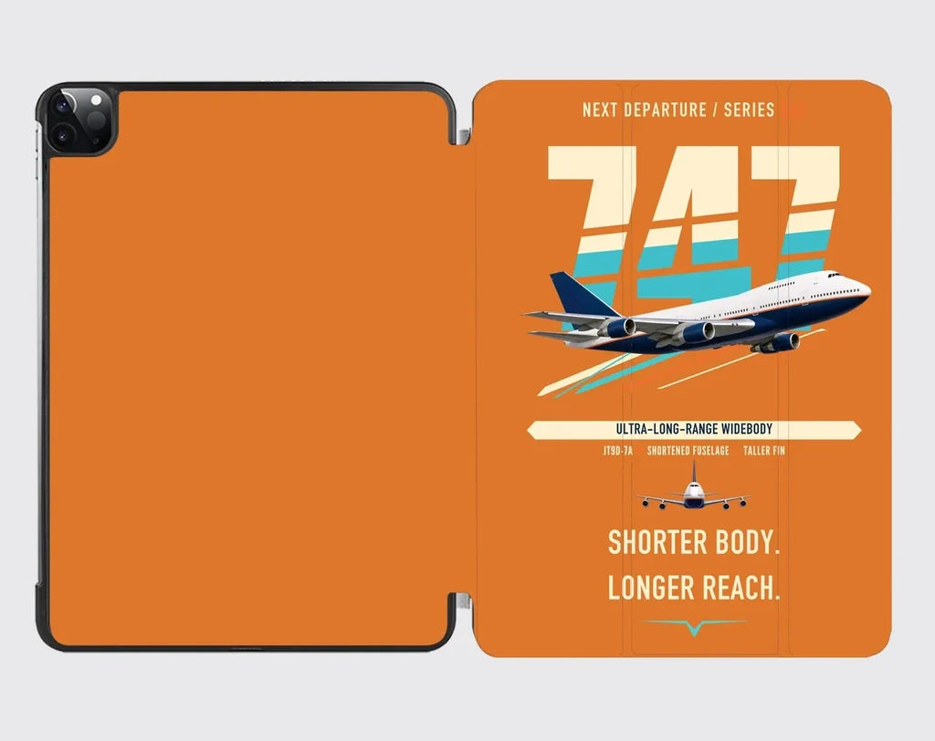 Boeing 747SP design on orange ipad tablet case