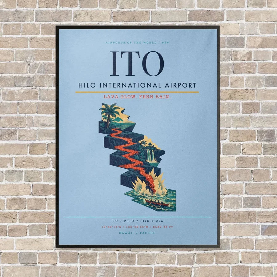 Hilo International Airport ITO vertical canvas print - framed - light blue background