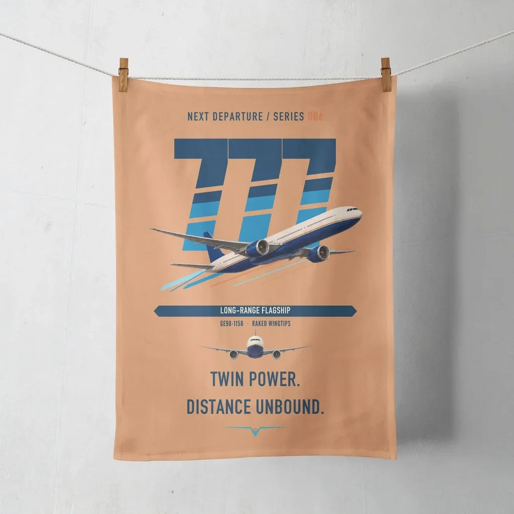 Boeing 777-300ER design on orange towel