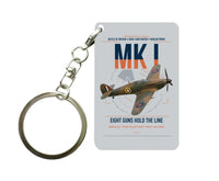 Thumbnail for Hawker Hurricane Mk I design on light gray designed key chain, double-side print