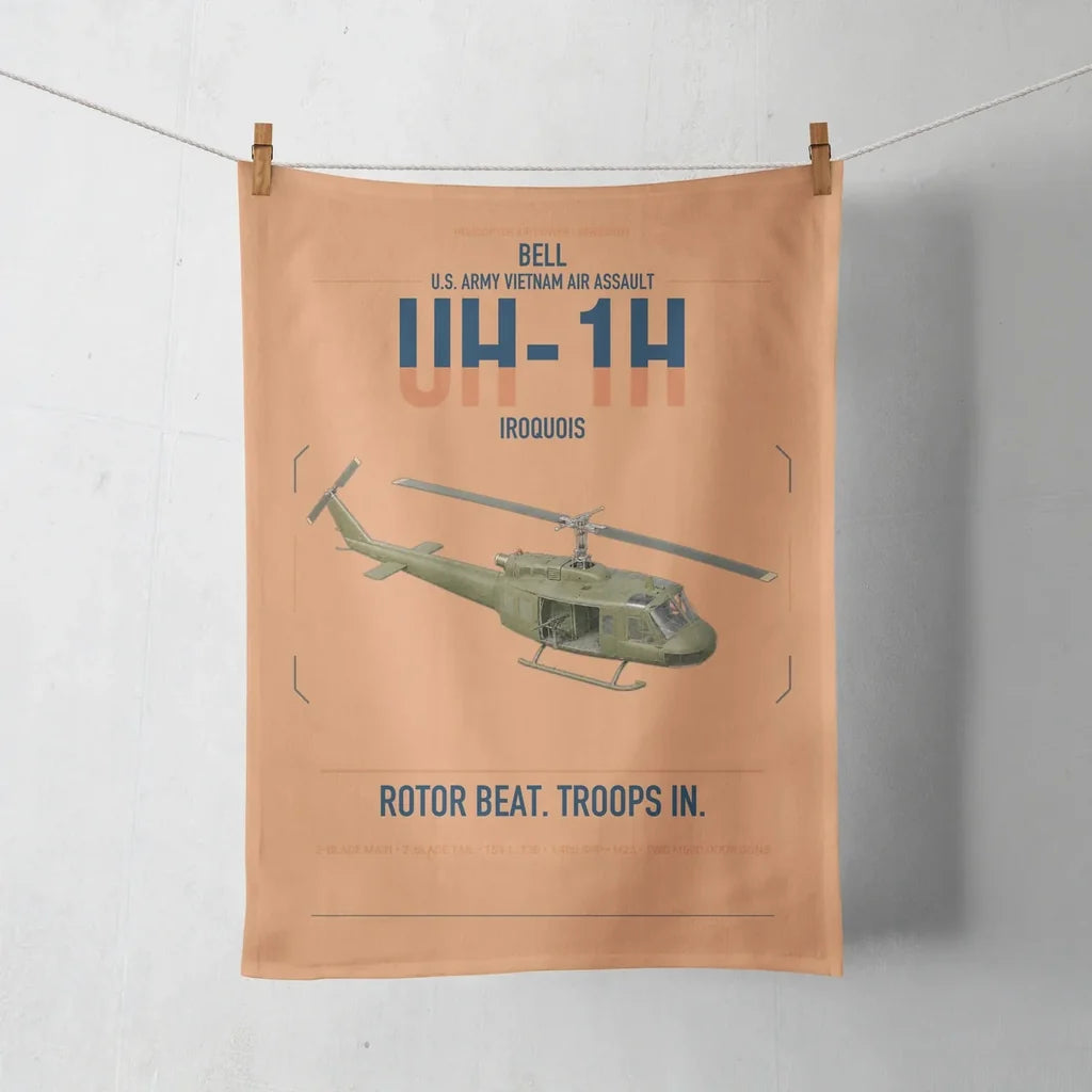 Bell UH-1H Iroquois design on orange towel