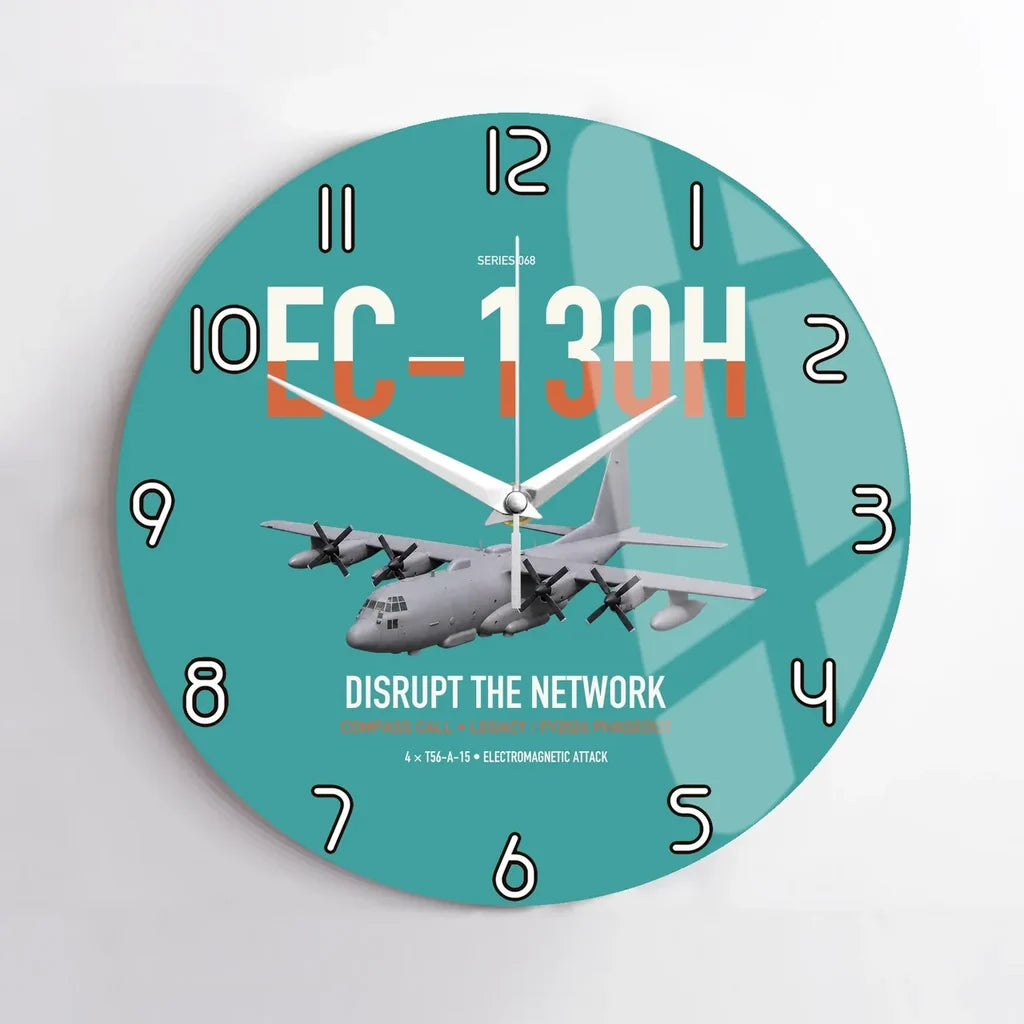 EC-130H Compass Call design on turquoise no frame wall clock