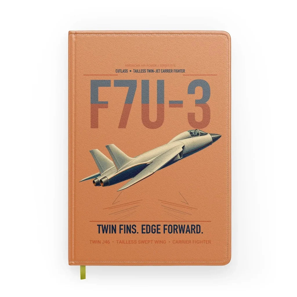 F7U-3 Cutlass design on orange notebook
