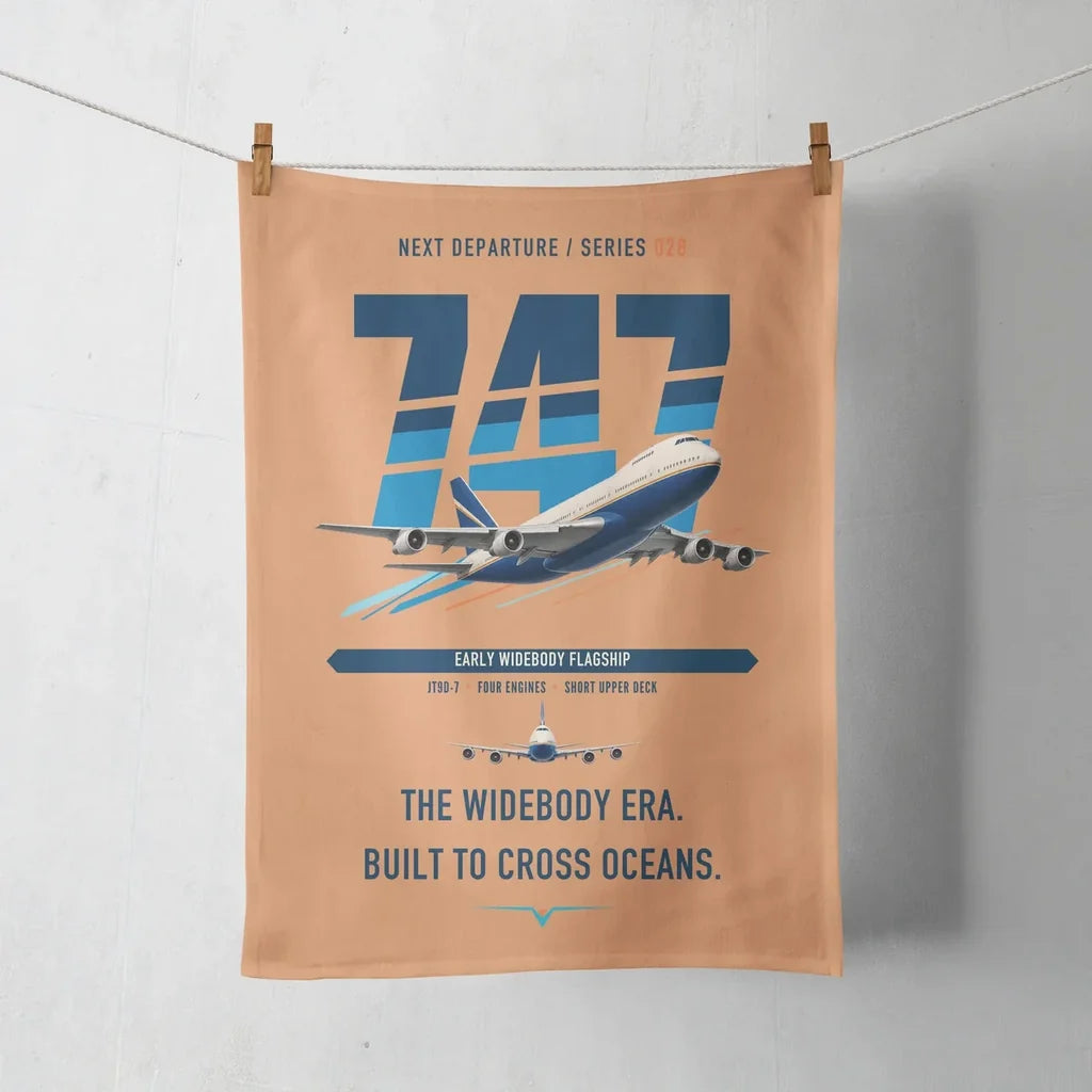 Boeing 747-200B design on orange towel