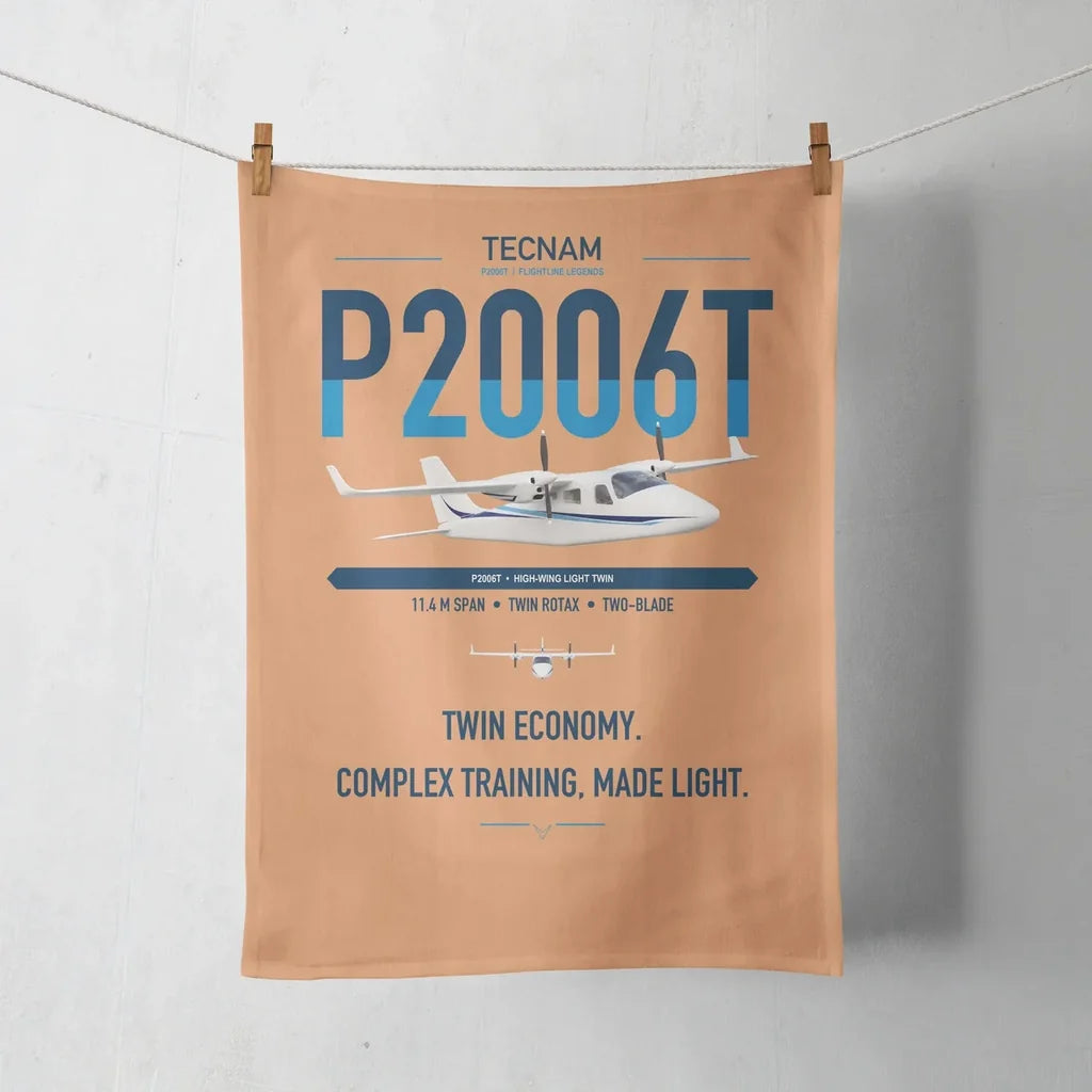 Tecnam P2006T design on orange towel