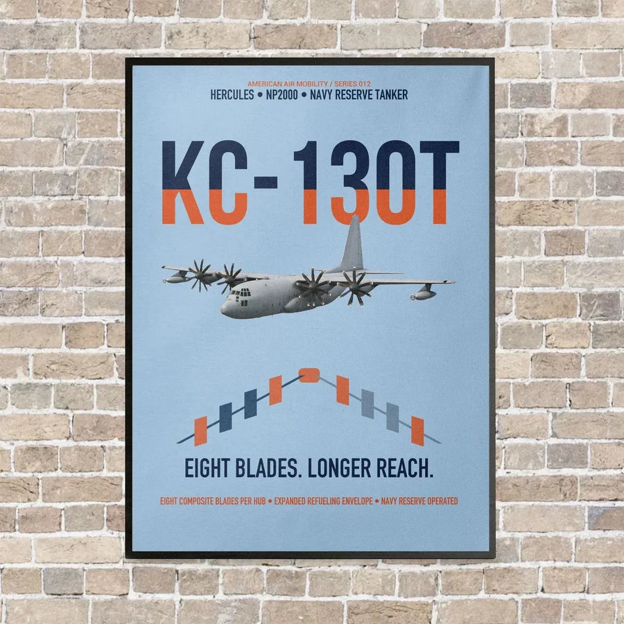KC-130T NP2000 vertical canvas print - framed - light blue background
